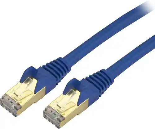 Front. Startech - C6ASPAT8BL 8 Feet Ethernet Cable With Strain-relief - Blue - CAT6a - 10 Gbps - Shielded - STP - Blue.