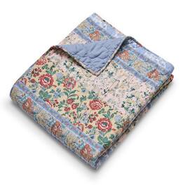Greenland Home Fashions - Greenland Home Fashion Kressida 100% Cotton Reversible Accessory Throw Blanket 50" x 60" - Blue