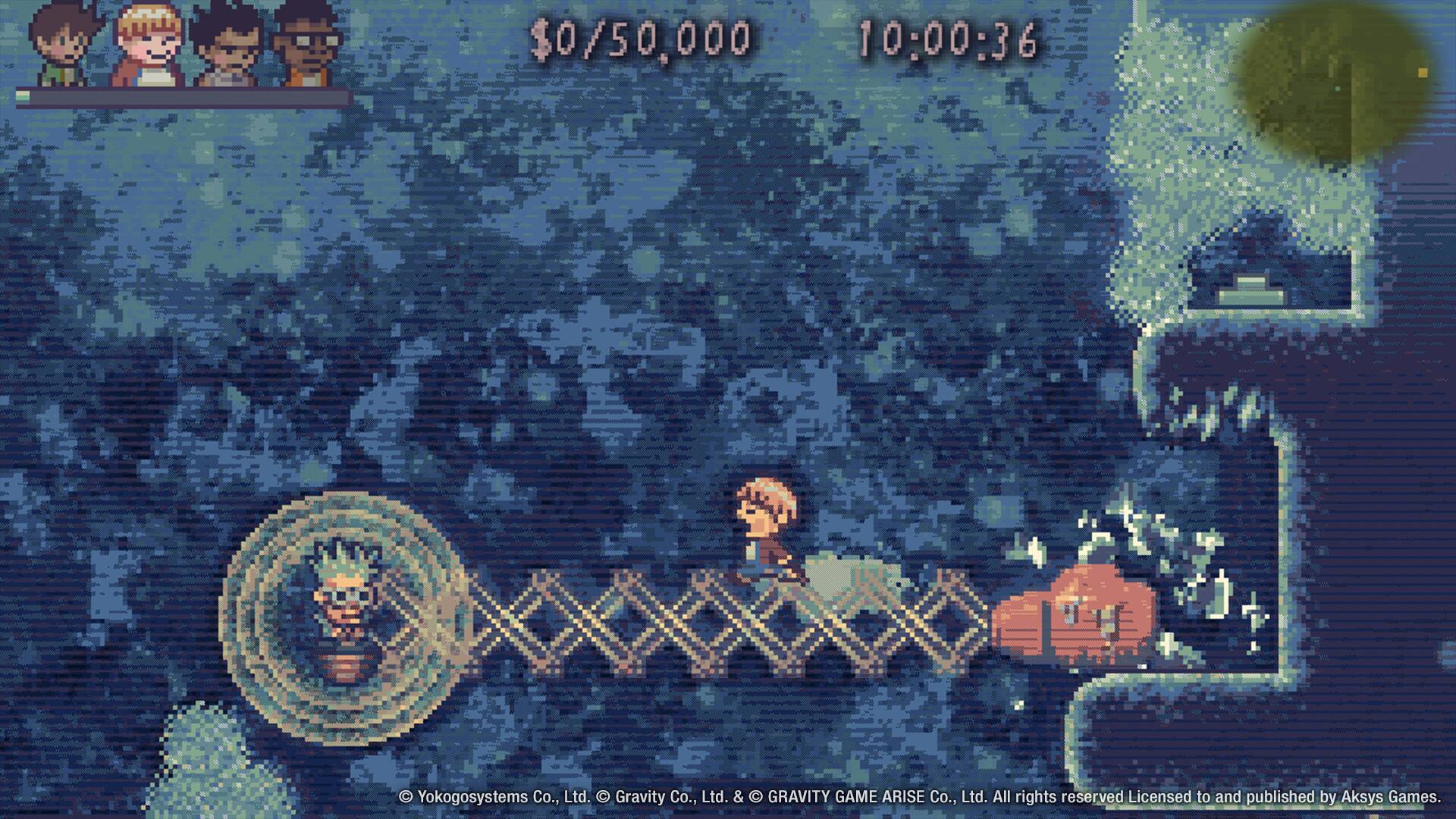 $0/50,000
10:00:36
Yokogosystems Co., Ltd.
Gravity Co., Ltd. & GRAVITY GAME ARISE Co., Ltd.
All rights reserved. Licensed to and published by Aksys Games.