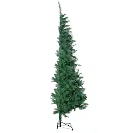 BreeBe - 7ft Half Artificial Christmas Tree Holiday Décor with 520 Branches - Green