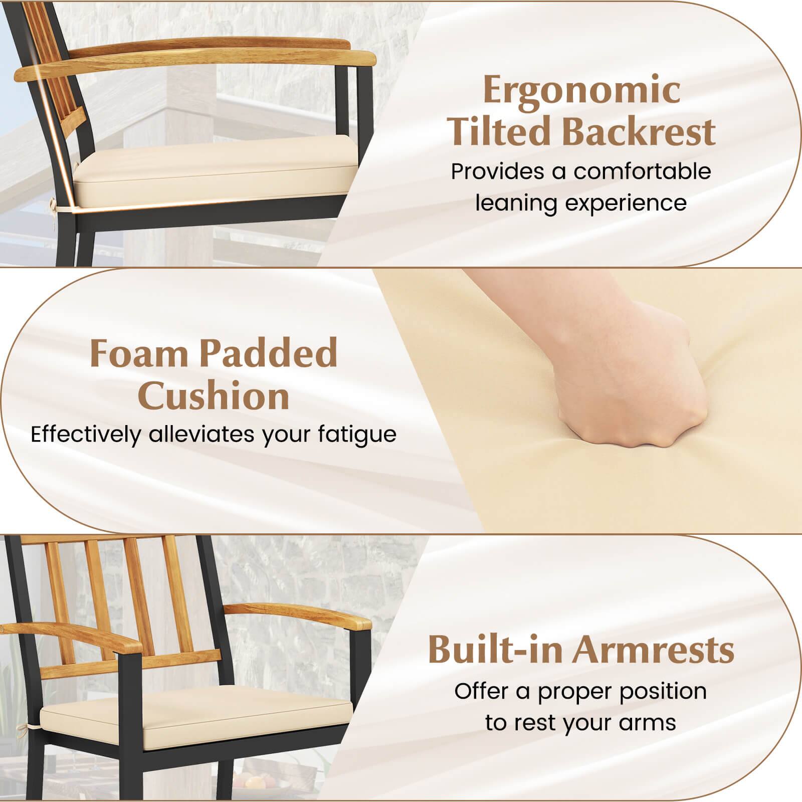 Ergonomic Tilted Backrest, Foam Padded Cushion, Built-in Armrests