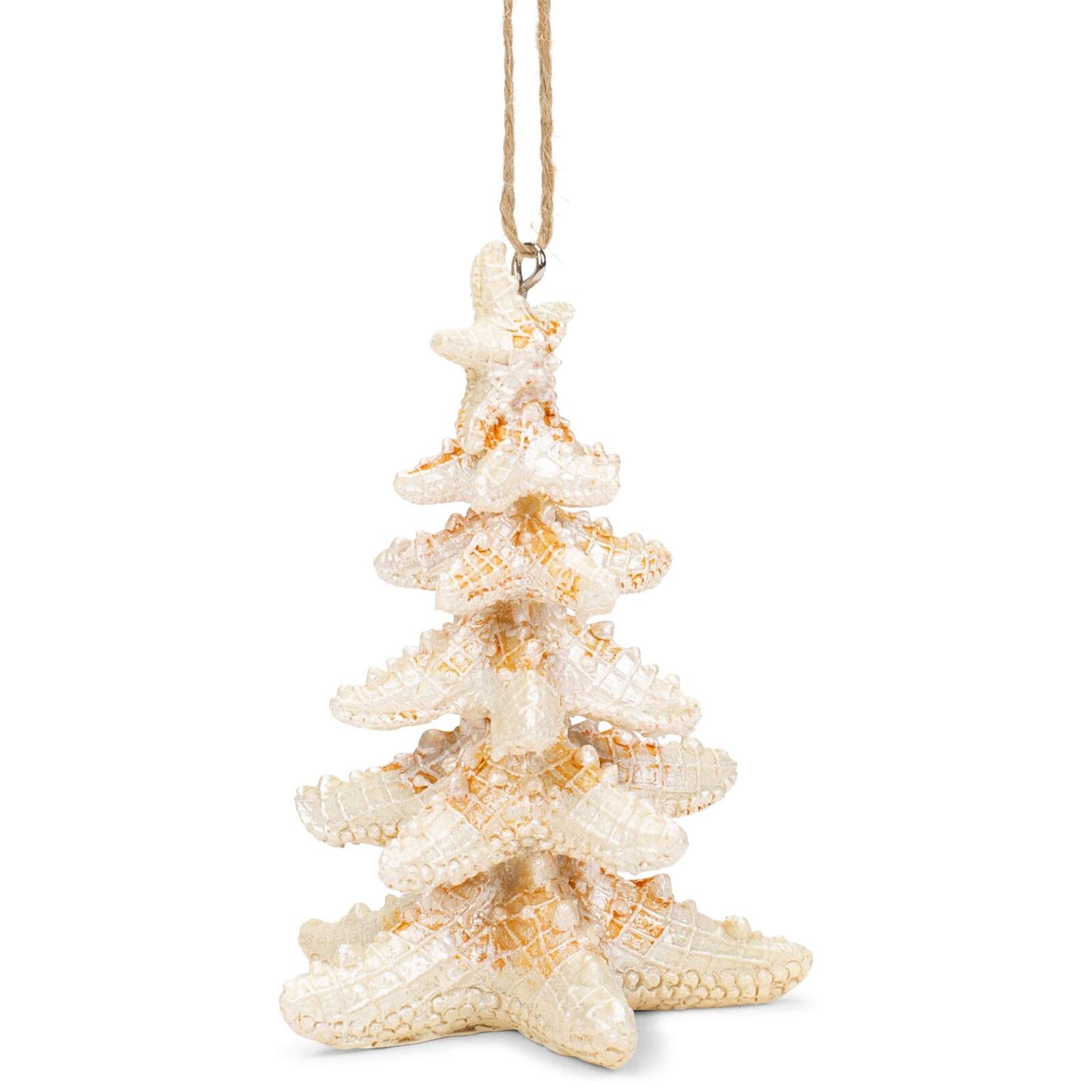 Left. Ganz - Starfish Tree Natural Brown 4 x 3 Resin Stone Decorative Hanging Ornament - Tan.