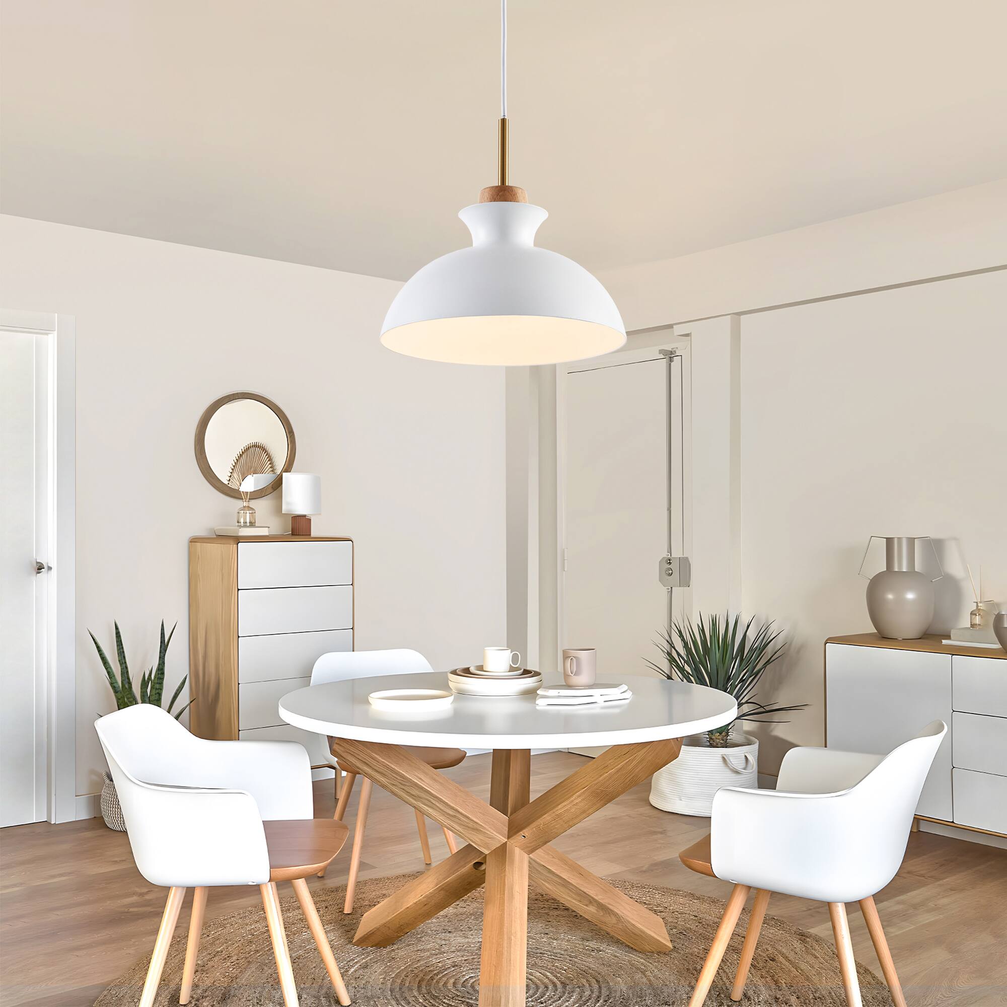 Left. Parrot Uncle - 1-Light Modern White Hanging Pendant Light for kitchen - White.