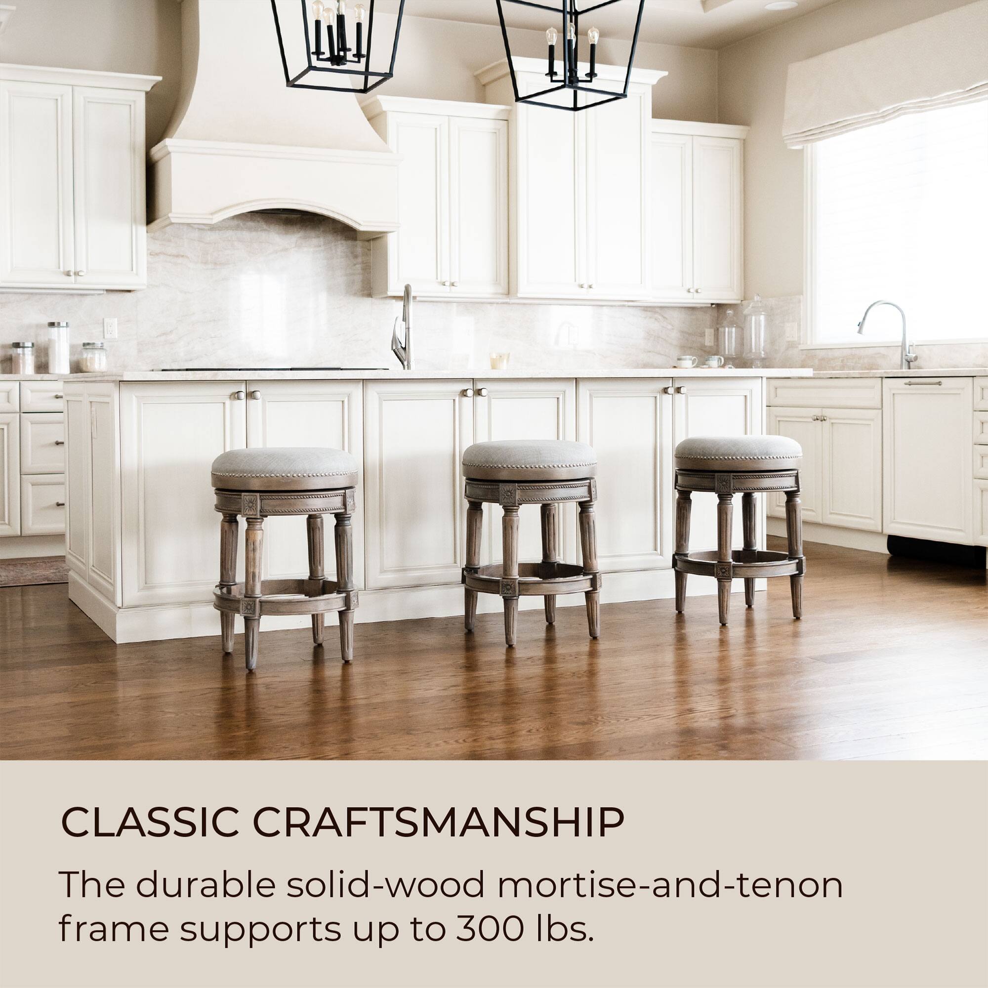 CLASSIC CRAFTSMANSHIP

The durable solid-wood mortise-and-tenon frame supports up to 300 lbs.