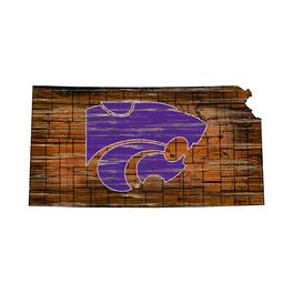 Fan Creations - Kansas State Wildcats 23.5" x 23.5" Distressed State with Logo Sign - Multicolor