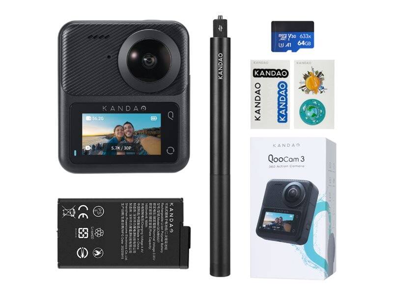 KANDAO QooCam 3 360 Action Camera  
56.2G D 5.7K .7K/30P  
KANDAO V30 633x XC E A1 64GB  
Polymer Battery  
KANDAO  
20220911