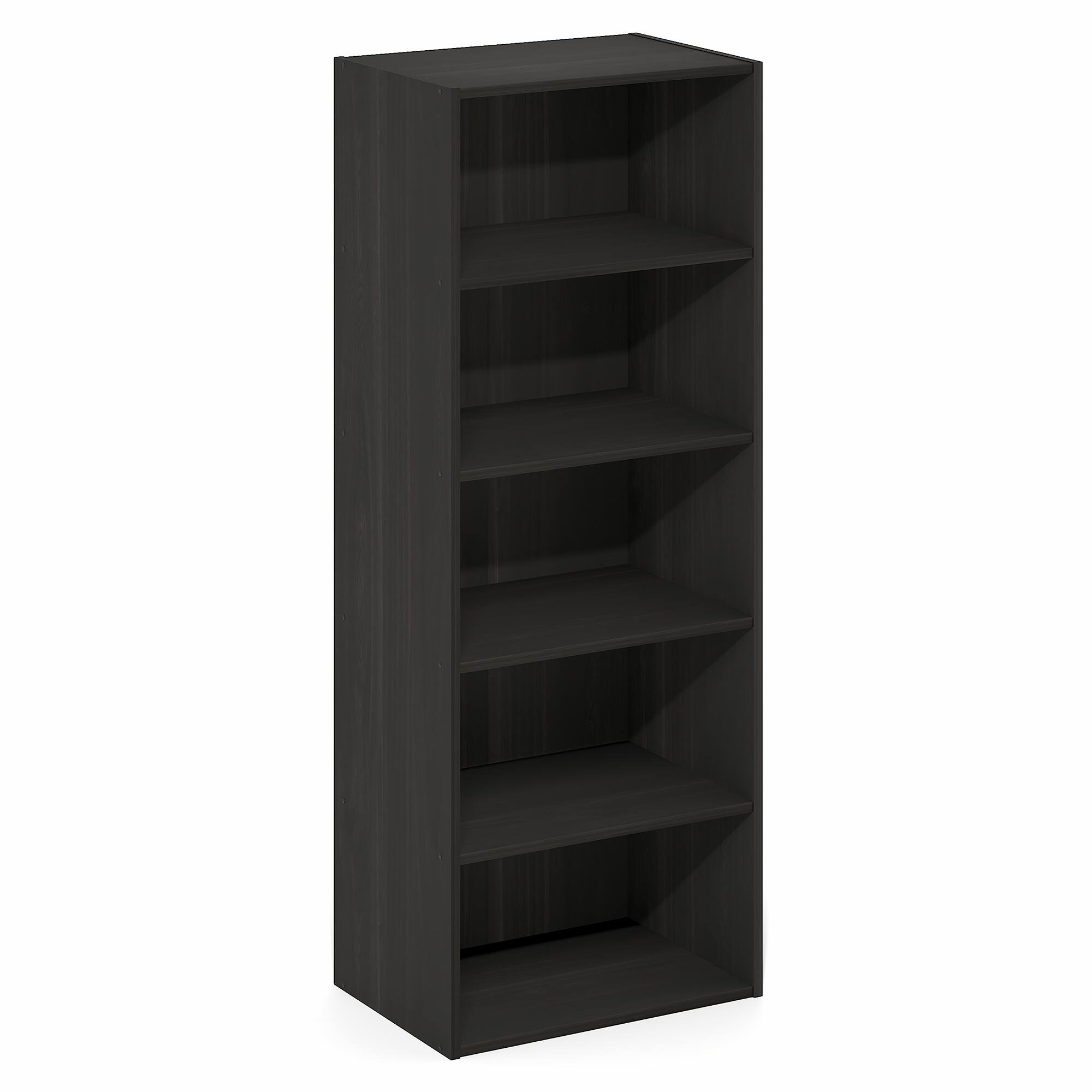 Alt View 4. Furinno - Basic 5-Tier Open Shelf Bookcase, Bookshelf, Storage Organizer, 11 x 17 x 44 - Espresso.