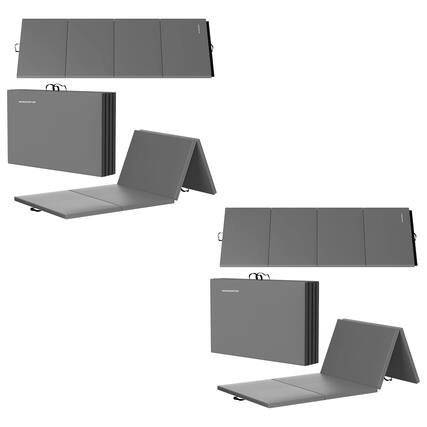 Front. BalanceFrom Fitness - BalanceFrom Fitness GoGym 4' x 10' x 2" Folding Gymnastics Mat, Gray (2 Pack) - Gray.