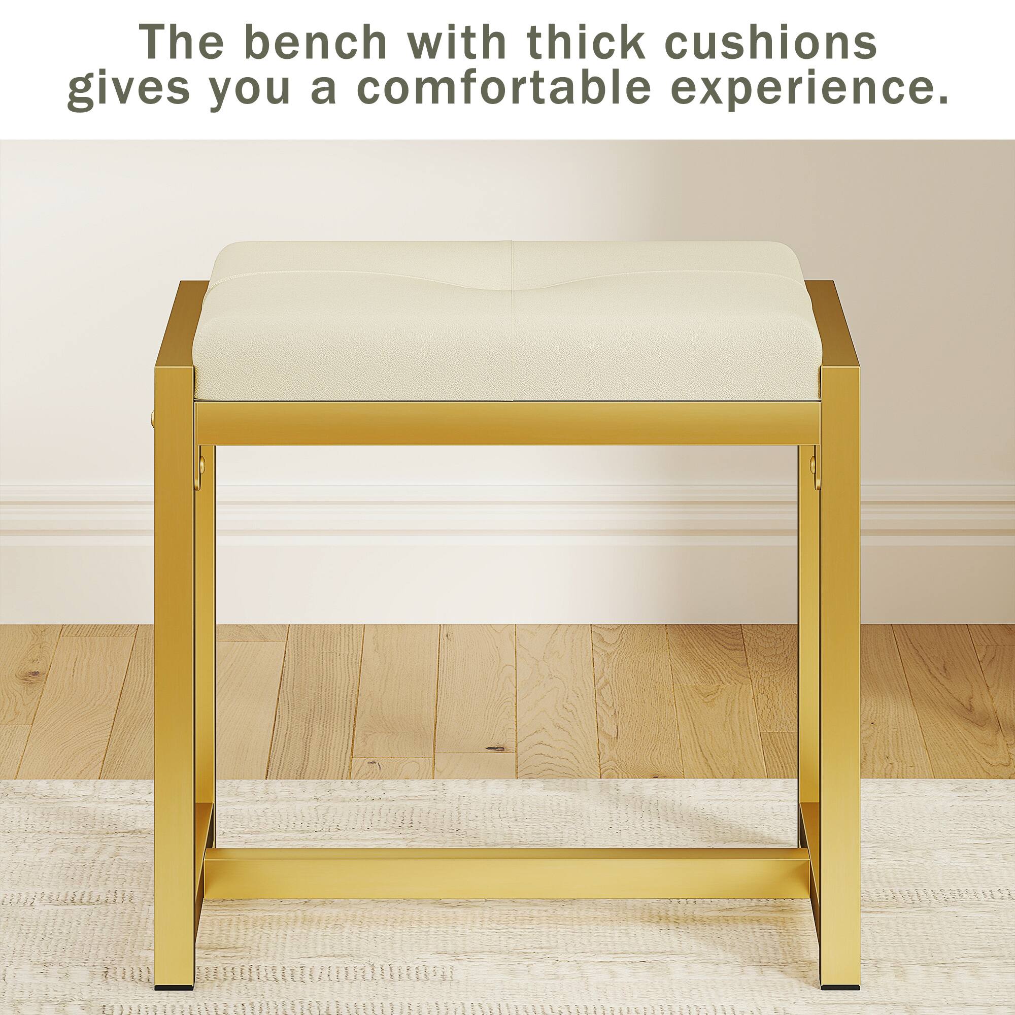 The bench with thick cushions gives you a comfortable experience.