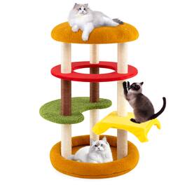 Gymax - 42'' Tall Cat Tree w/Padded Perch Bed Sisal Scratching Posts Plush Cushions