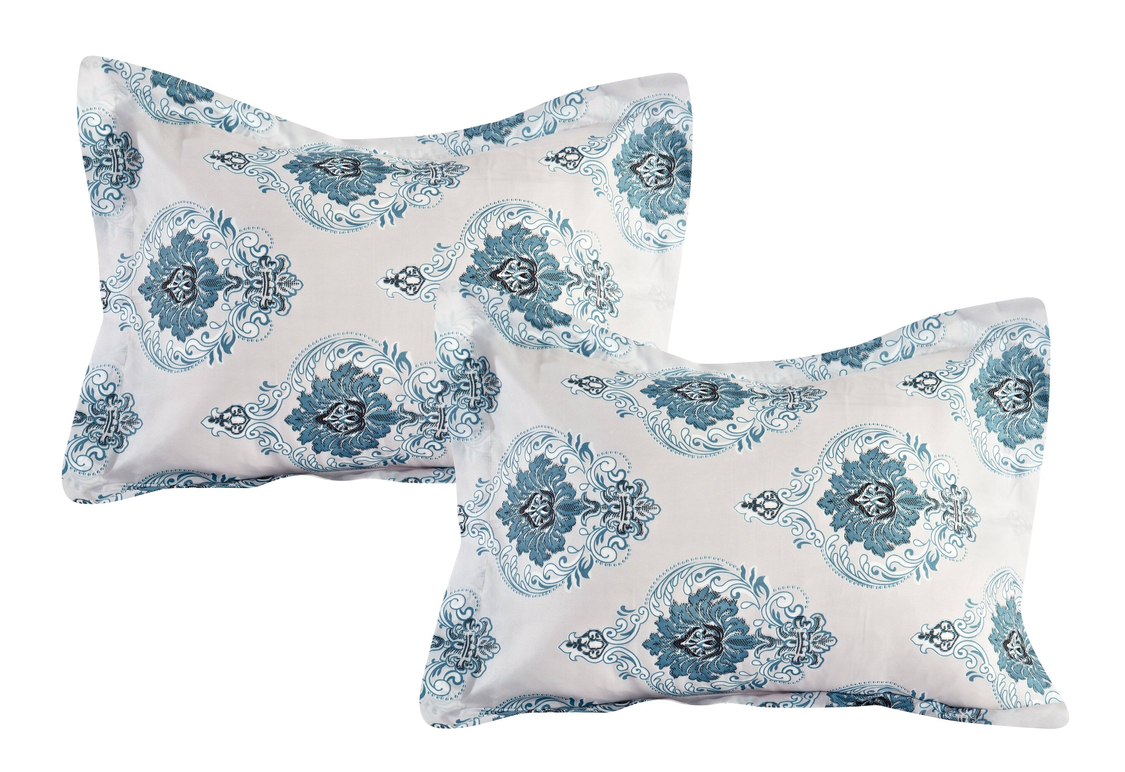 Left. Bibb Home - Bibb Home 8 Piece Comforter Set with Decorative Pillows - Blue Paisley.