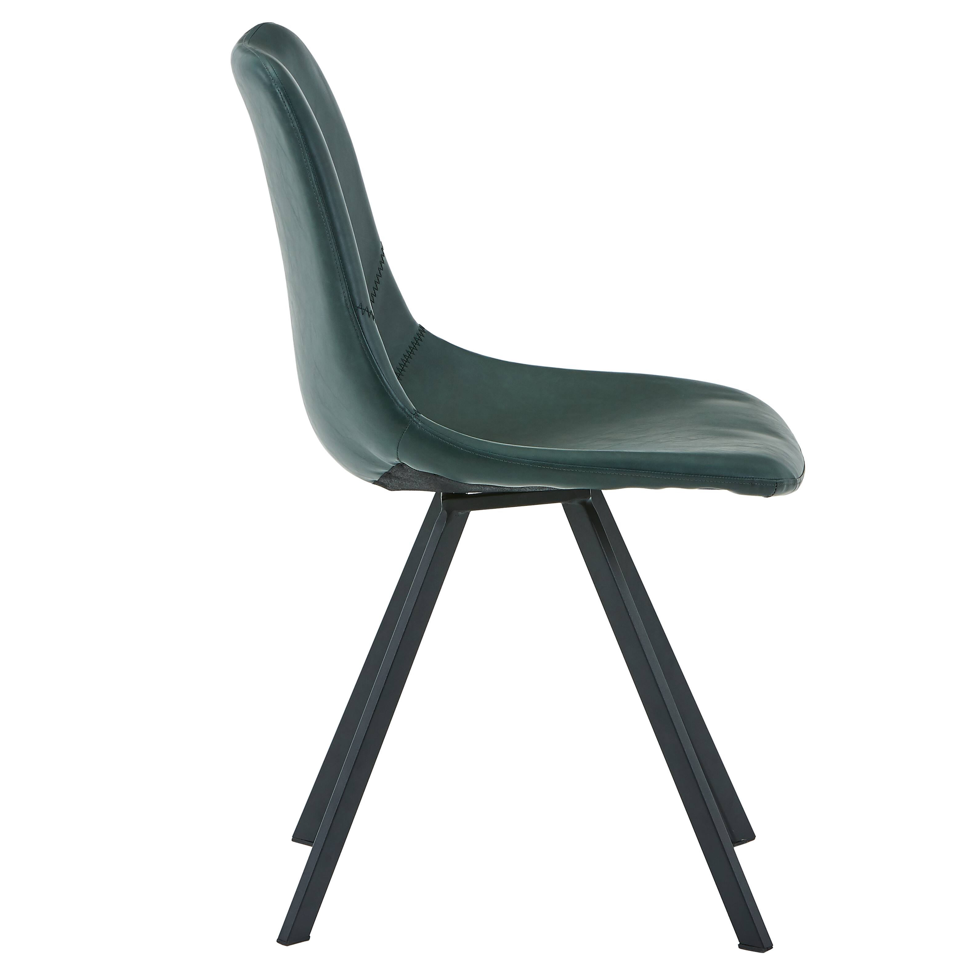 Alt View 4. LeisureMod - Markley Modern Upholstered Distressed Leather Dining Chair, Iron Legs, Ergonomic for Kitchen & Home Office - Olive Green.