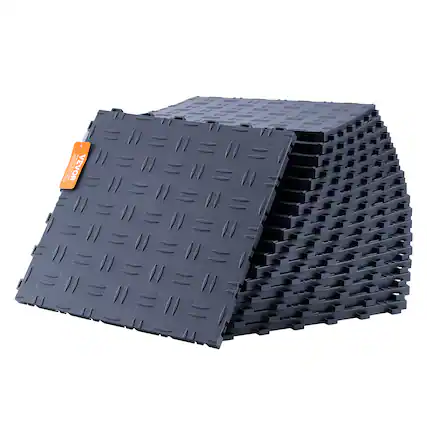 Front. VEVOR - Garage Tiles Interlocking, 12 x 12 x 0.53 inch 25 Pack Garage Floor Covering Tiles, Non-Slip Double-Sided Texture Garage - Graphite Gray.