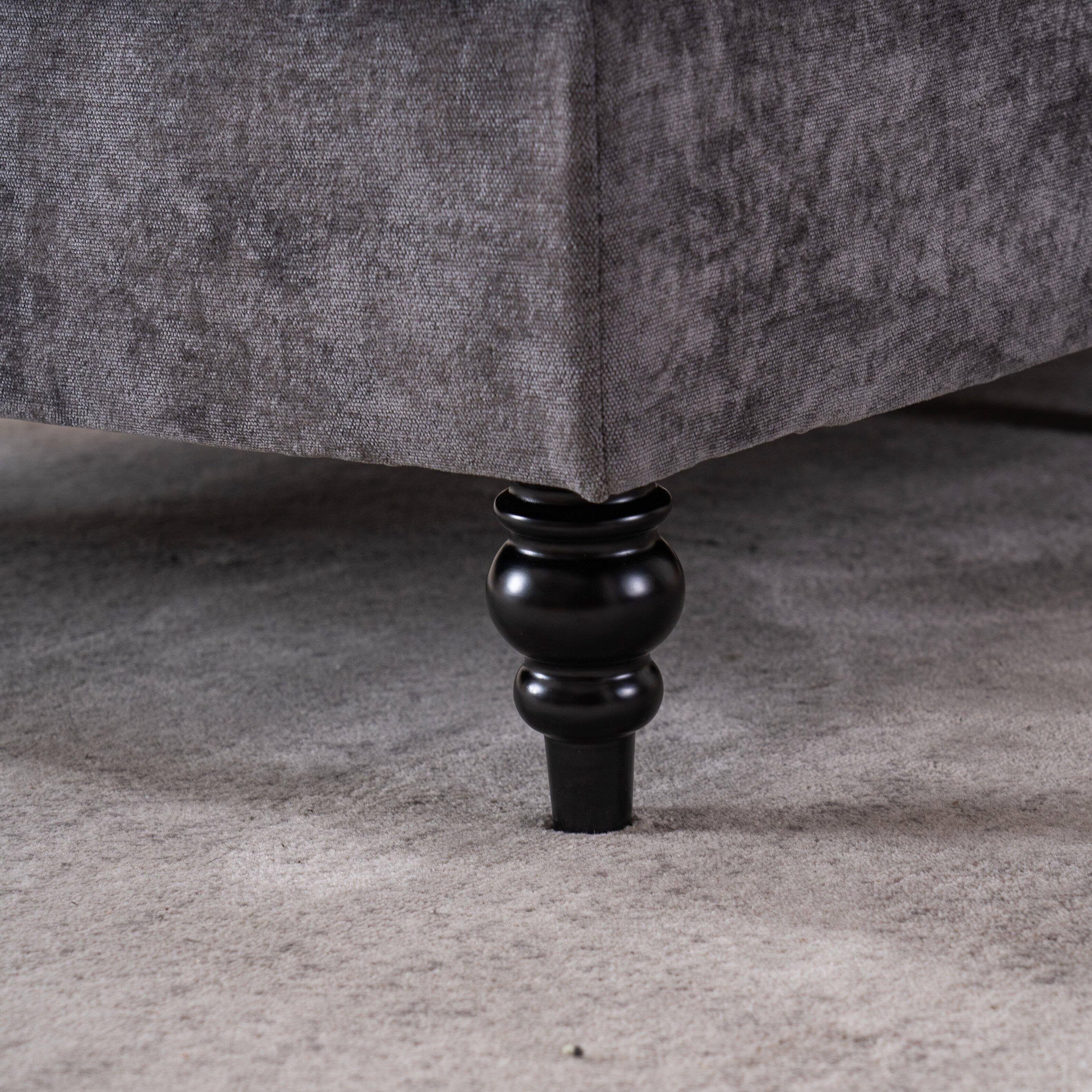 Alt View 5. Trinkets Crazed - Oversized Chaise Lounge Indoor,Chenille Single Sofa Bed with Wide Seat Upholstered Reclining Sleeper Armchair - dark gray.