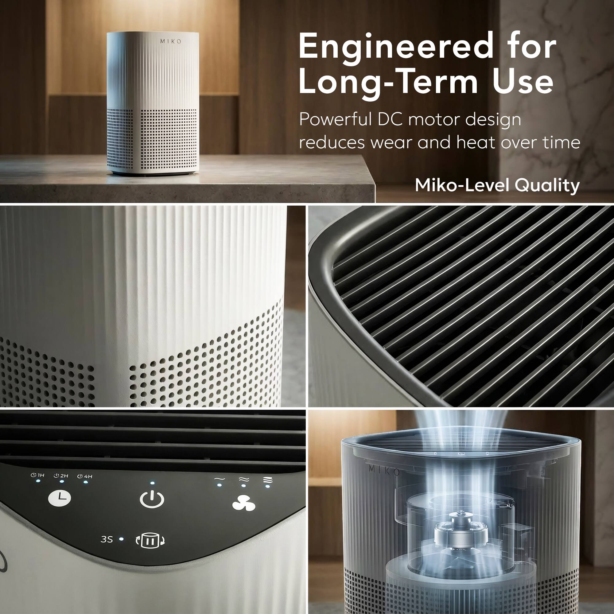 MIKO Engineered for Long-Term Use Powerful DC motor design reduces wear and heat over time Miko-Level Quality