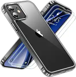 Entronix - Complete Protection Bundle for iPhone 12 - Durable Case with 2 Screen Protectors - Clear