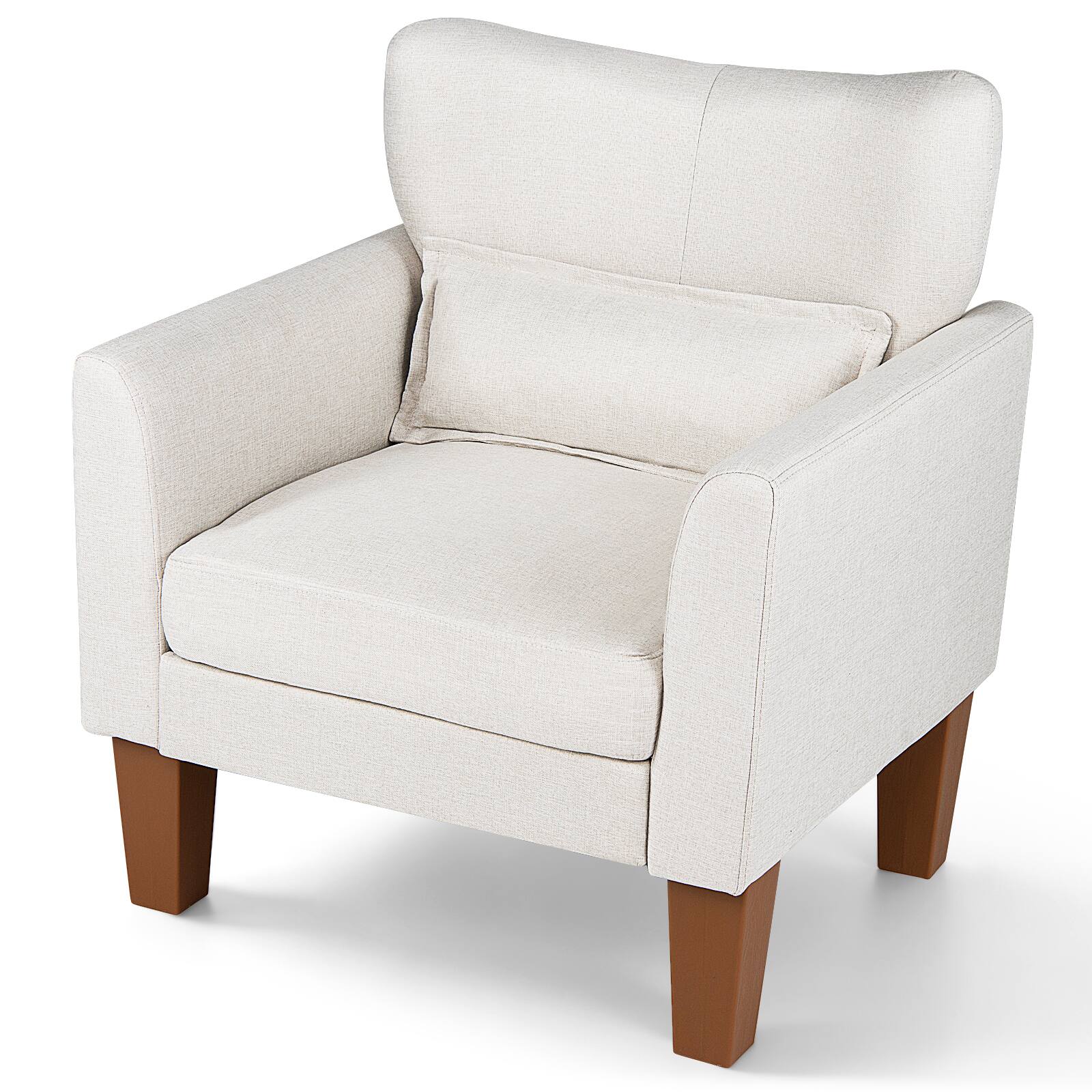 Alt View 9. Costway - Costway 2 PCS Modern Accent Chair with Removable Seat Cushion & Pillow, Strong Support Legs - Beige.