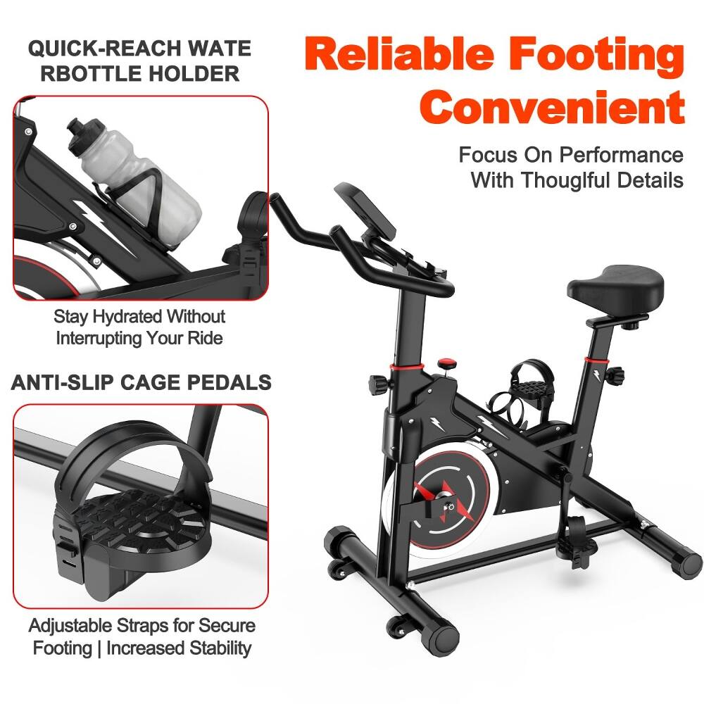 QUICK-REACH WATER BOTTLE HOLDER  
Stay Hydrated Without Interrupting Your Ride  

Reliable Footing Convenient  
Focus On Performance With Thoughtful Details  

ANTI-SLIP CAGE PEDALS  
Adjustable Straps for Secure Footing | Increased Stability