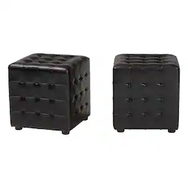 Baxton Studio - Siskal Modern Cube Ottoman - Dark Brown