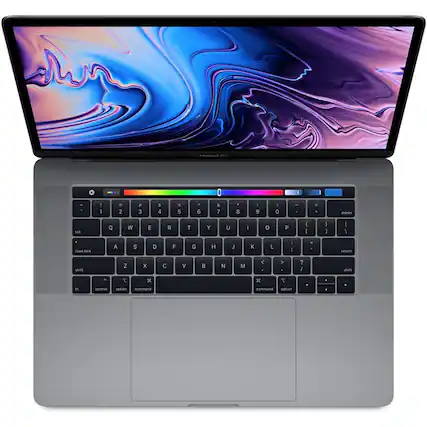 Front. Apple - MacBook Pro 15" Refurbished 2880x1800 - Intel 8th Gen Core i7 with 16GB Memory - AMD Pro 560X - 512GBSSD - Space Gray.