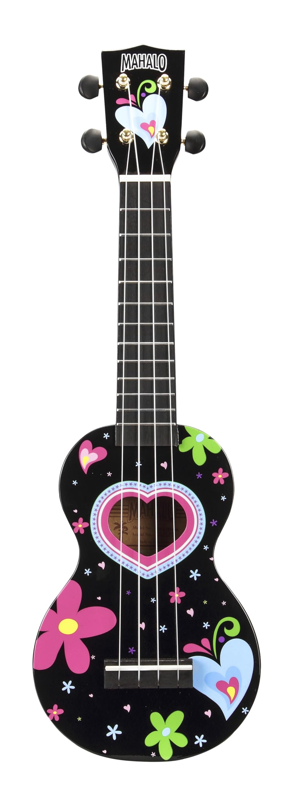 Alt View 4. Mahalo Ukuleles - Mahalo MA1-HEBK Art Soprano Ukulele. Heart Graphic - Heart Graphic.