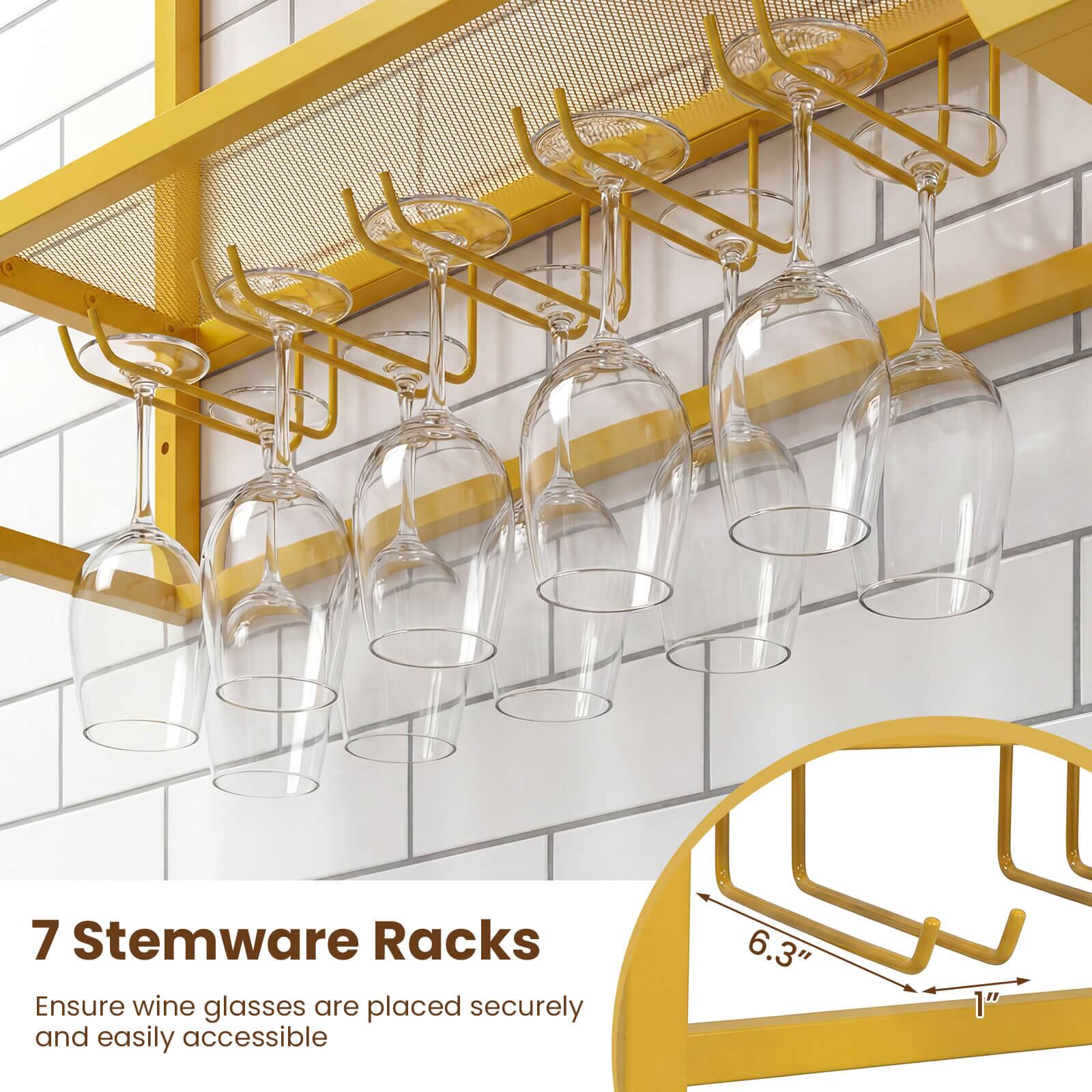 7 Stemware Racks  
Ensure wine glasses are placed securely and easily accessible  

6.3"  
1"