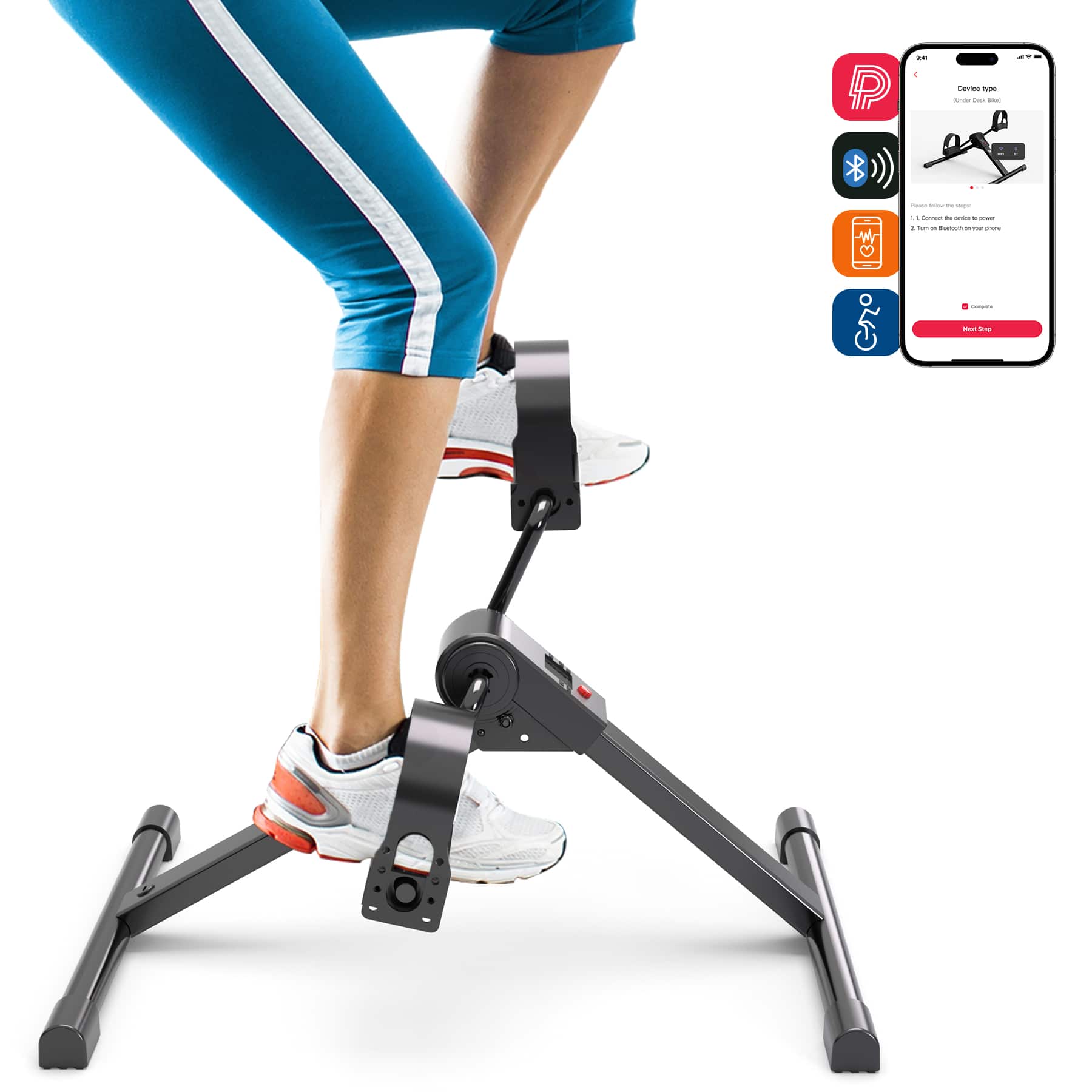 Superun - Pedal Exerciser Under Desk Bike, Mini Exercise Bike for Arm & Leg Workout - Black