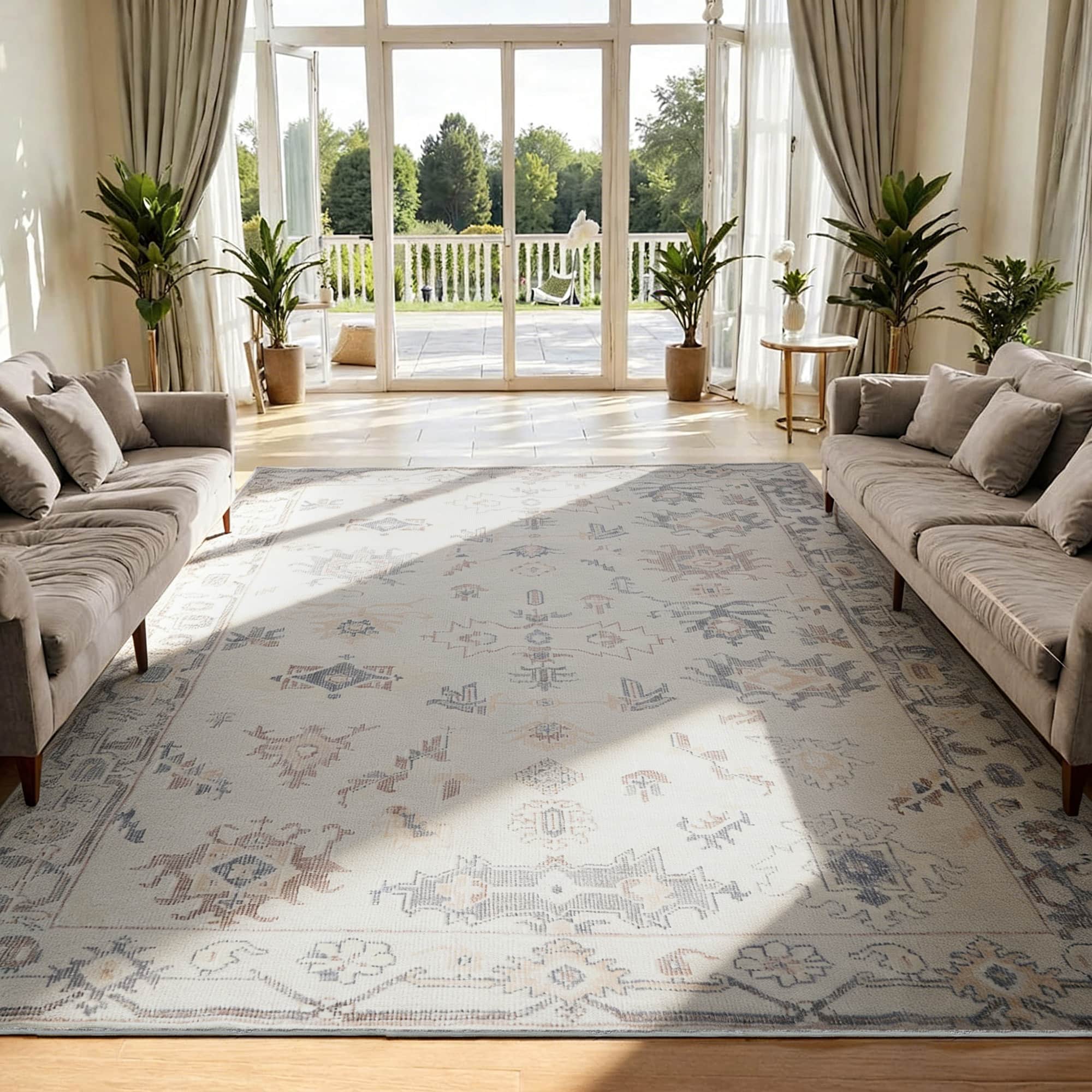 RYHNUYNE - 9x12 Area Rug, Washable Area Rug Non Slip Rugs for Living Room, Soft Easy Clean Carpet for Bedroom Dining Room Home - Gray