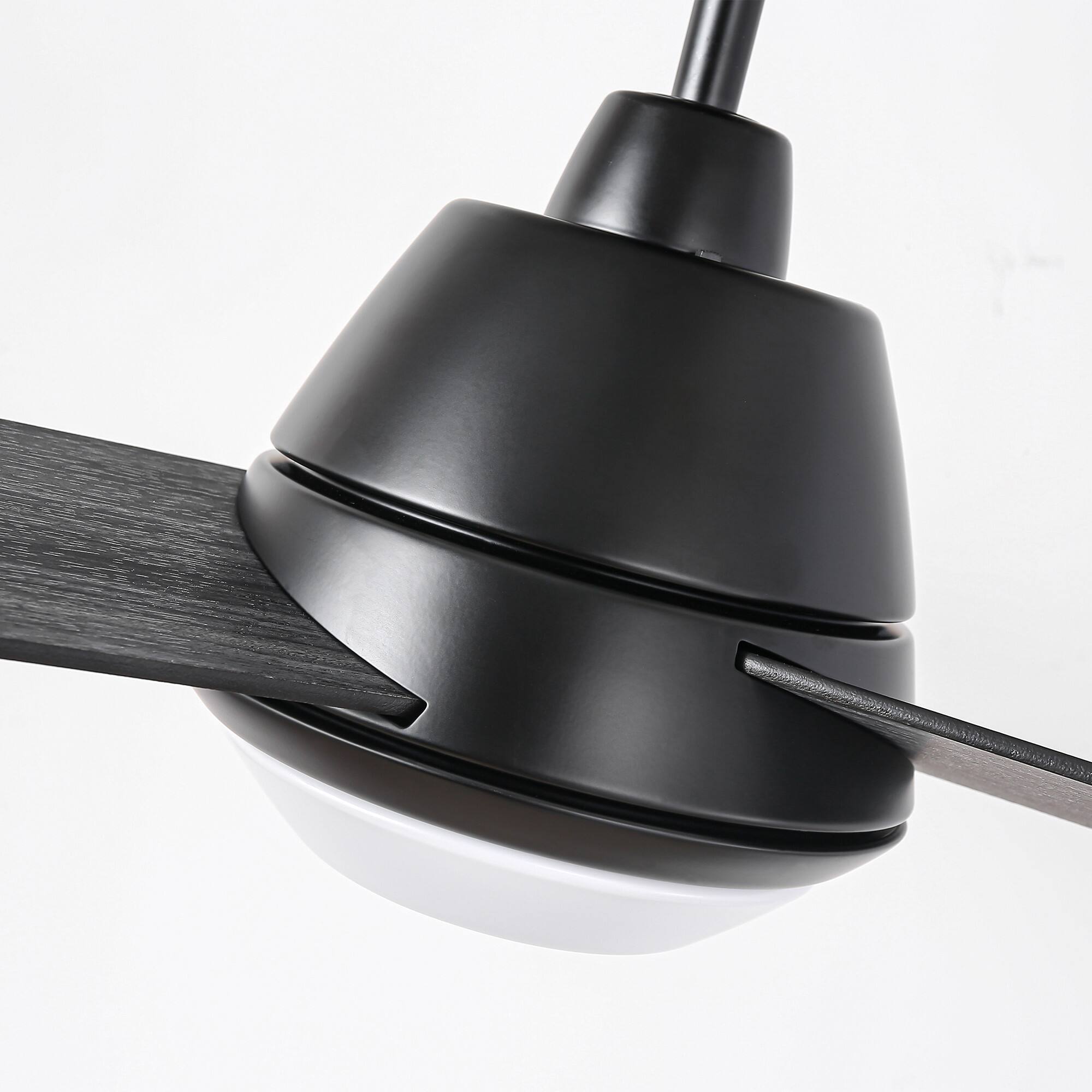 Alt View 2. Parrot Uncle - 52" Modern Black Wooden Ceiling Fan with LED Light and Remote - Barbeque Black.