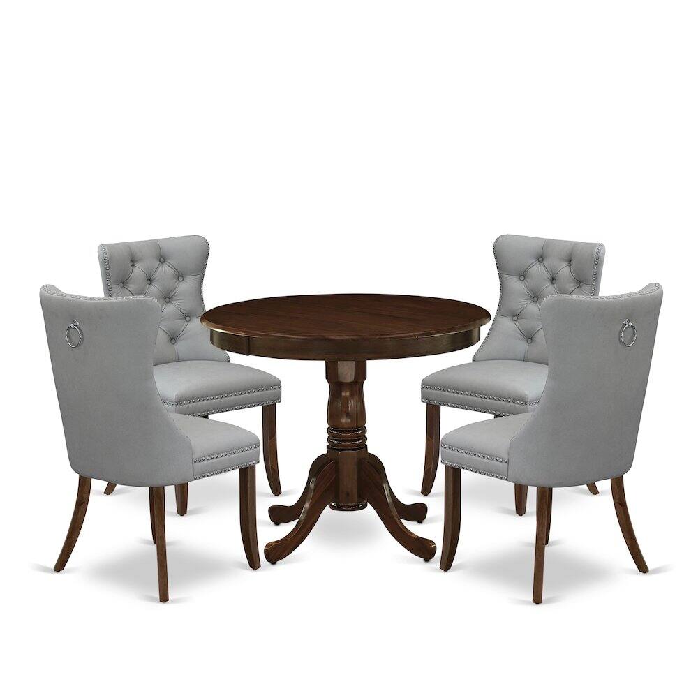 Angle. East West Furniture - 5 Piece Kitchen Table & Chairs Set - Brown.
