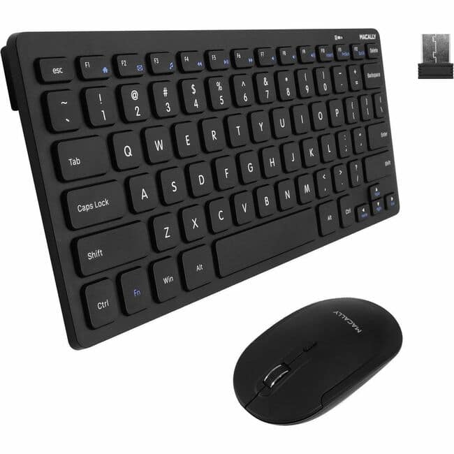 Macally - RF Wireless Keyboard and Mouse For Windows PC - USB Scissors Wireless RF 2.40 GHz Keyboard - 78 Key - Black - US - Unknown