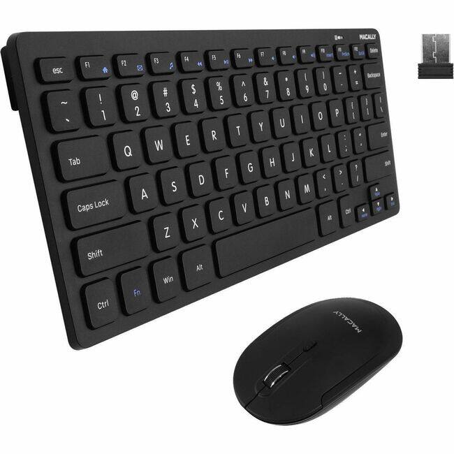 Macally - RF Wireless Keyboard and Mouse For Windows PC - USB Scissors Wireless RF 2.40 GHz Keyboard - 78 Key - Black - US - Unknown