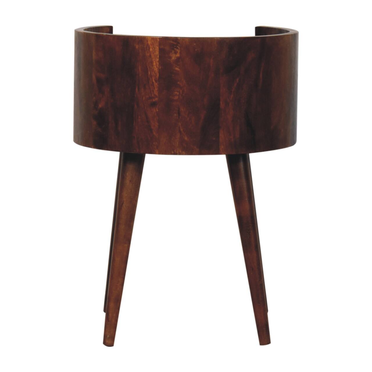 Alt View 6. Artisan Furniture - Artisan Furniture Solid Wood Chestnut Round Open Slot Bedside, Brown - Brown.