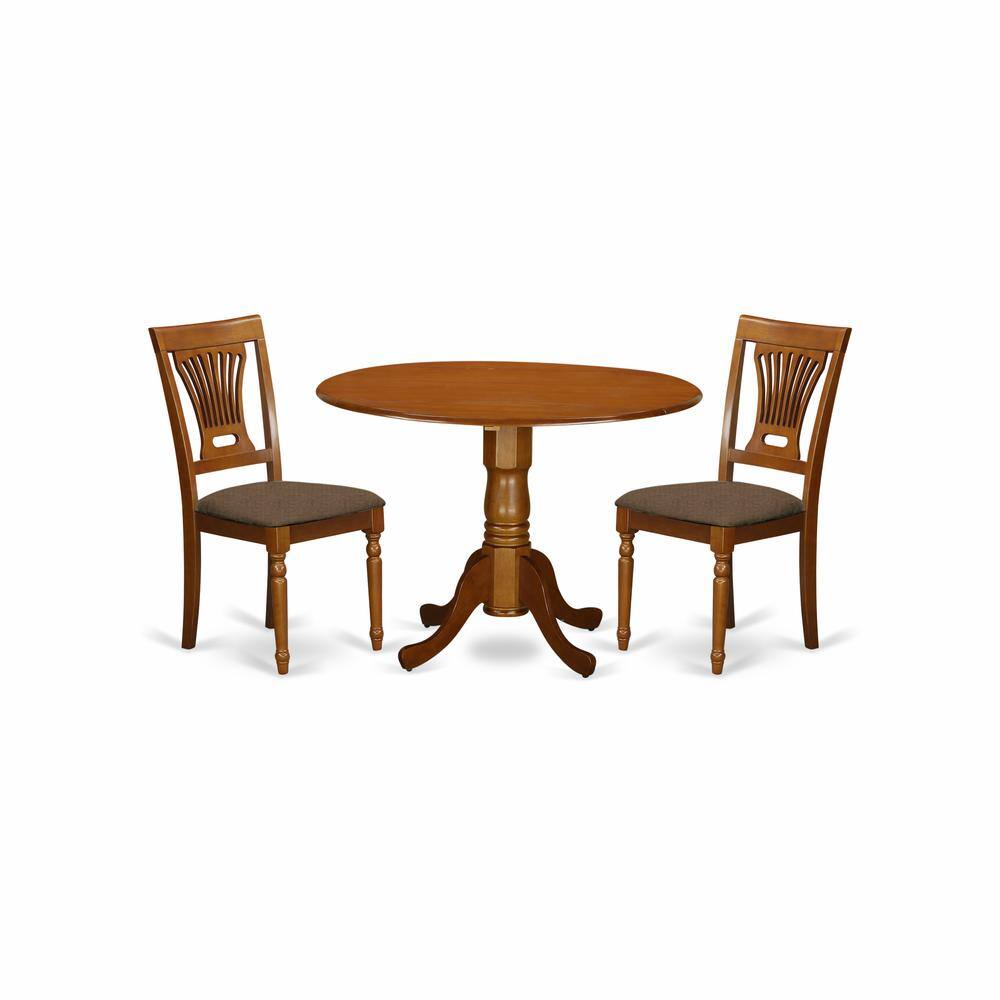 Back. East West Furniture - DLPL3-SBR-C 3 Pc Kitchen nook Dining set-small Kitchen Table and 2 Dining Chairs - Saddle Brown.