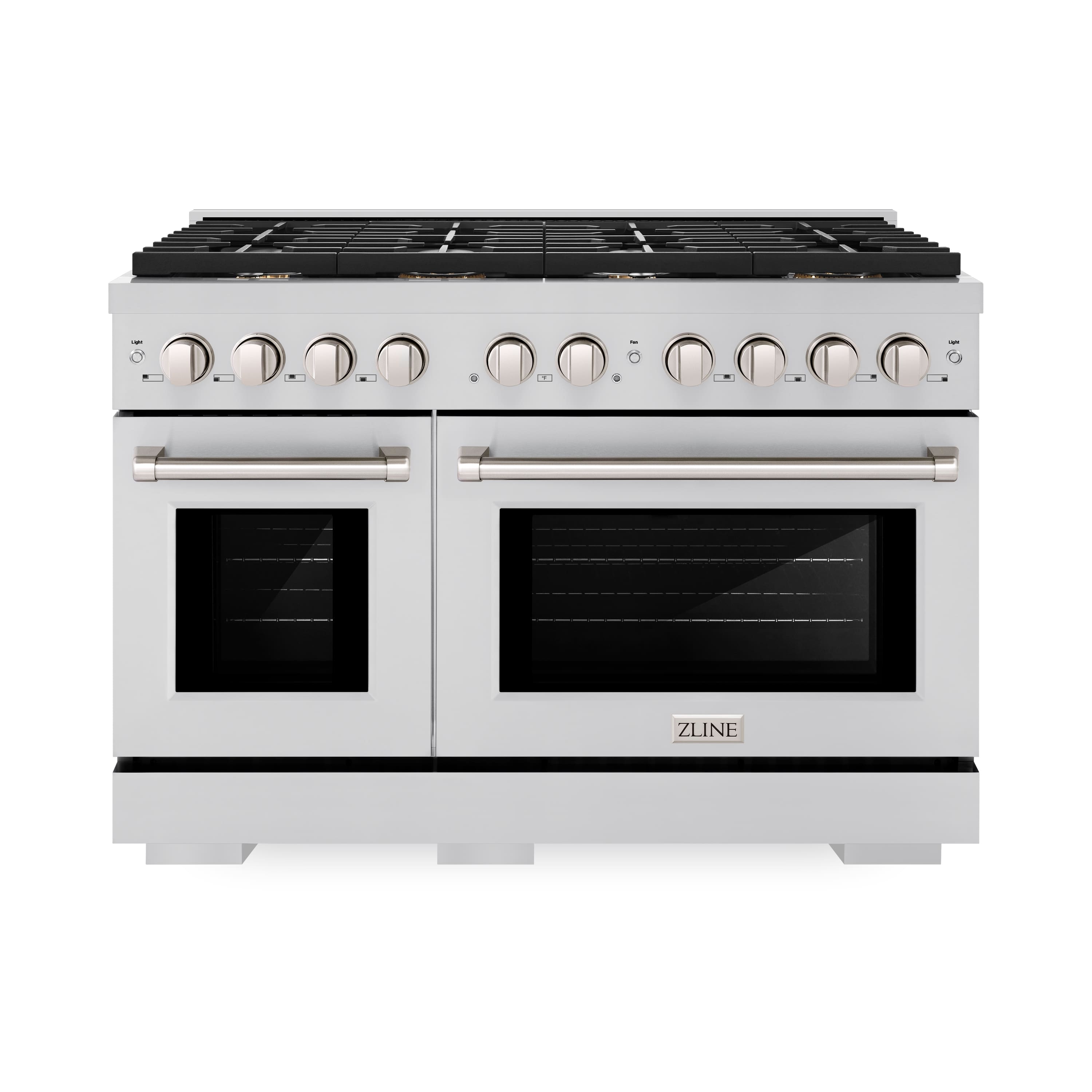 Front. ZLINE - ZLINE 48" Paramount Double Oven Dual Fuel Range in Stainless Steel w/ 8 Brass Burners (SDR-BR-48) - Stainless Steel.