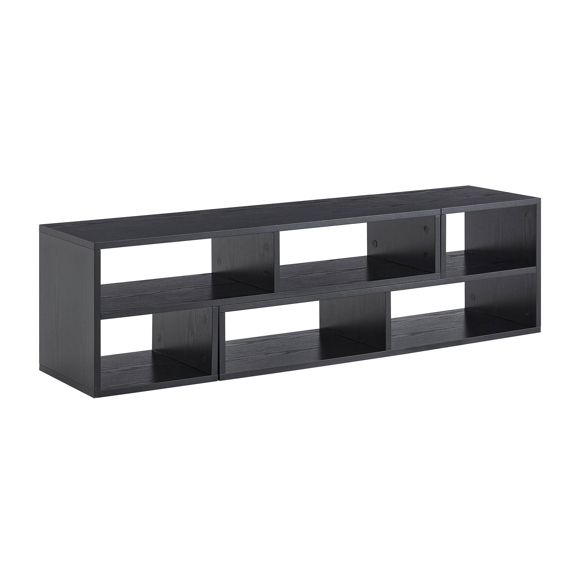 Alt View 7. Loheer - Loheer- Adjustable Modular TV Stand Black Open Storage Console 0.98ft W x 1.12ft H Modern Media Shelf For Living Room - Black.