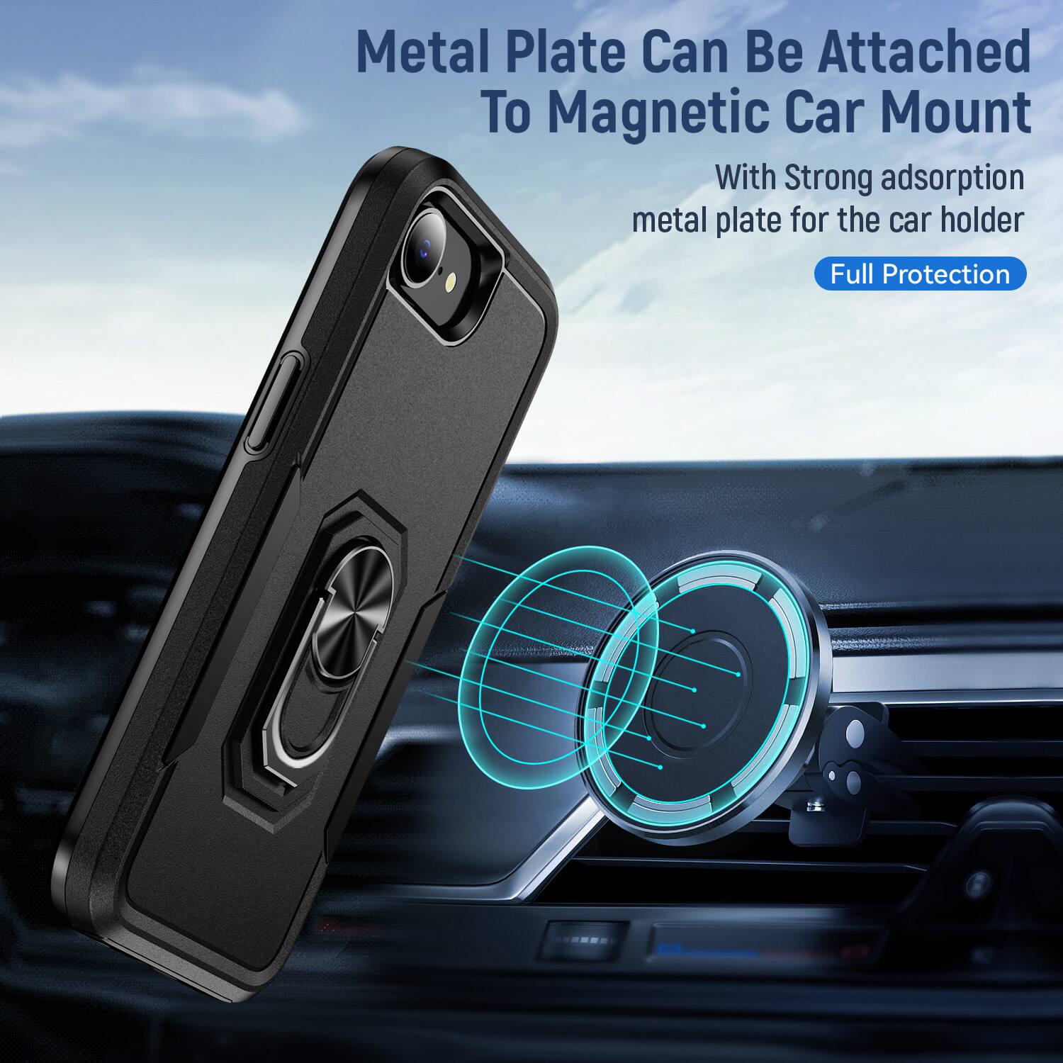 Metal Plate Can Be Attached To Magnetic Car Mount

With Strong adsorption metal plate for the car holder

Full Protection