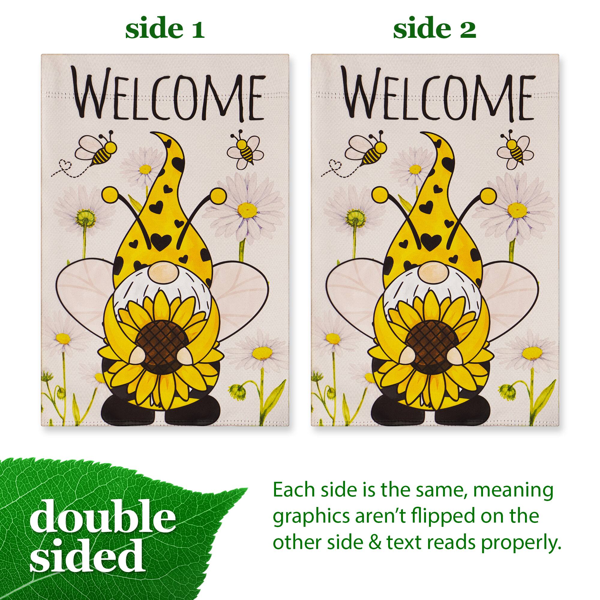 side 1 side 2  
WELCOME WELCOME  
double sided  
Each side is the same, meaning graphics aren't flipped on the other side & text reads properly.