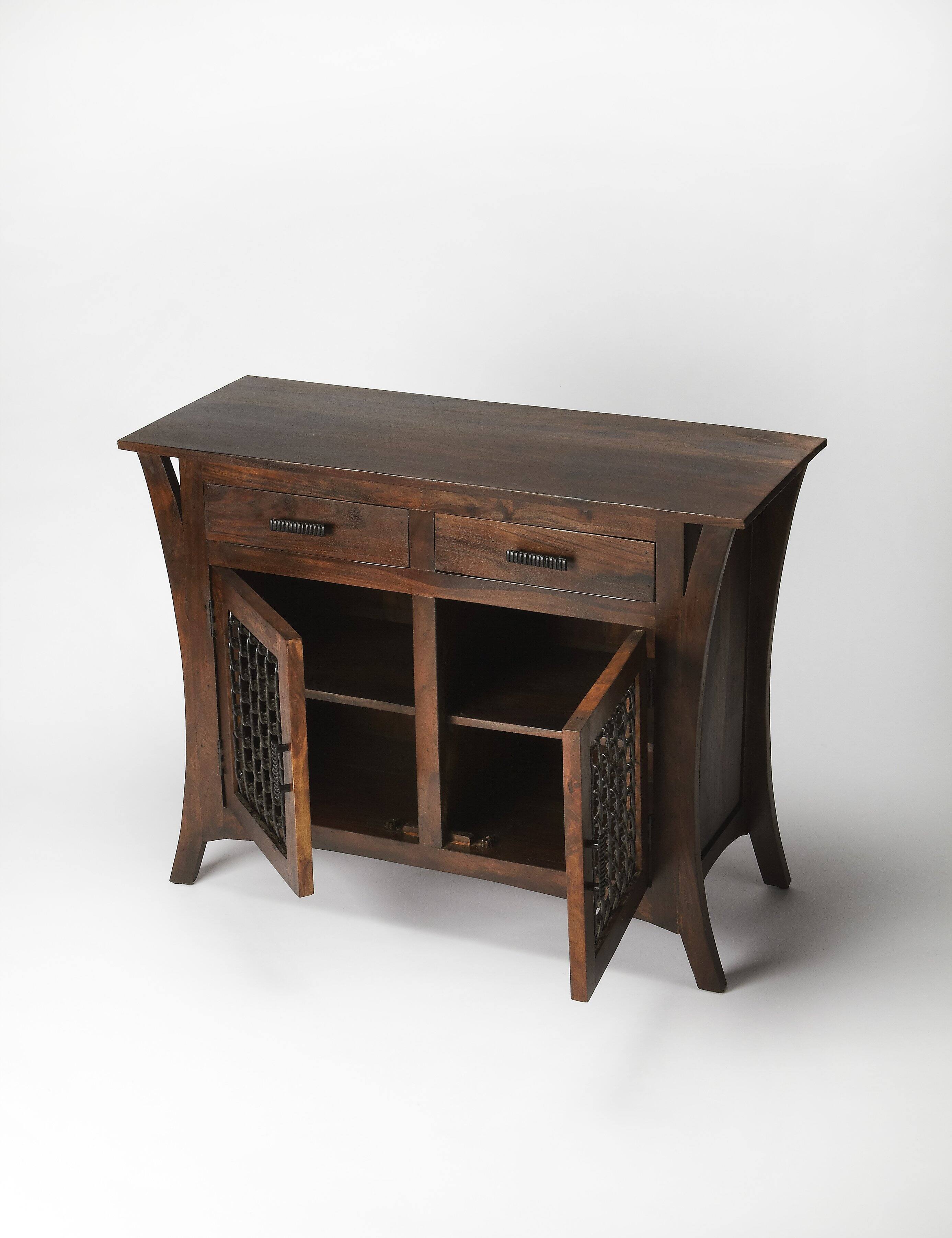 Alt View 1. Butler Specialty - Ako 43.5 in. W Rectangular Wood Modern 2 Drawer 2 Door Console Chest - Dark Brown.