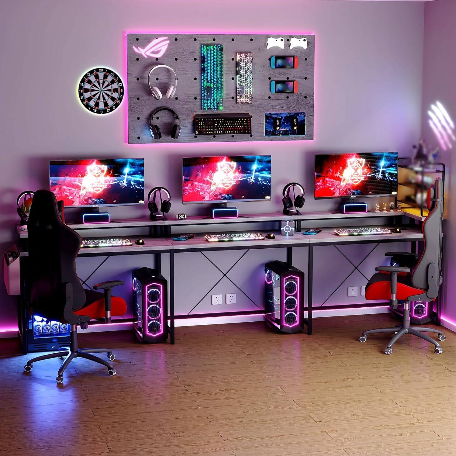 Angle. Babevy - 78.8 Inch U-Shaped Computer Desk with Monitor Stand and Storage Shelves, Large Corner Desk for Home Office - Gray.