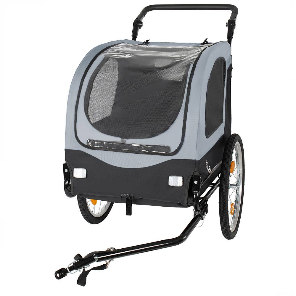 Alt View 3. JUJABU - 2-in-1 Foldable Pet Carrier Cart for Dogs up to 110lbs with Front Caster, Gray.