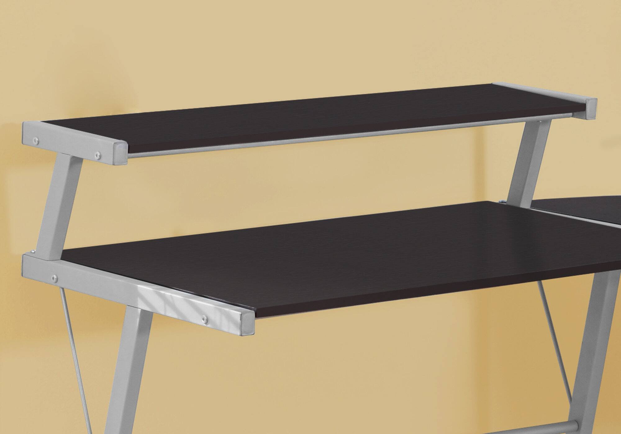 Alt View 3. Glintex - Computer Desk, Home Office, Corner, L Shape, Work, Laptop, Laminate, Metal, Contemporary, Modern - Espresso.