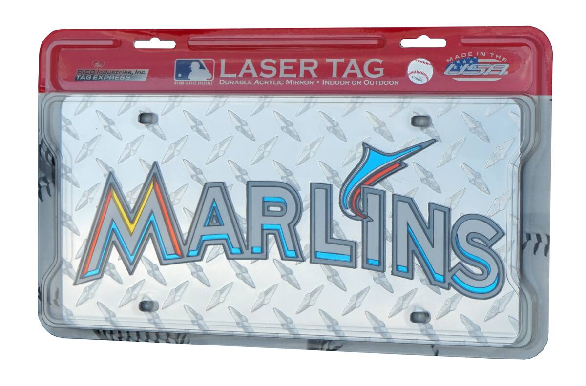 Miami Marlins Laser Cut Diamond License Plate