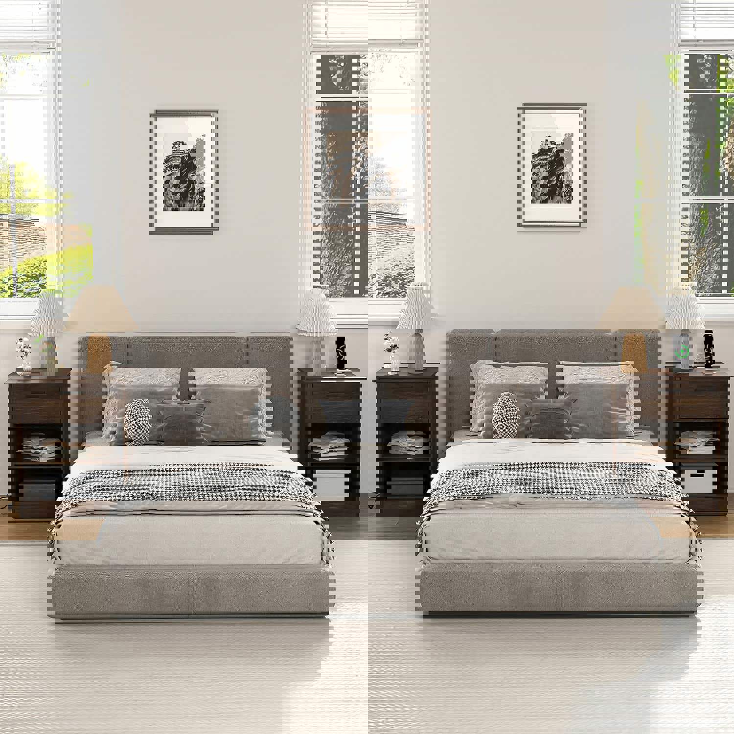 Alt View 1. Kadyn - Kadyn Wood Nightstand With Charging Station, Bedside Table With Wood Drawers And Open Shelf, Bedroom - Brown.