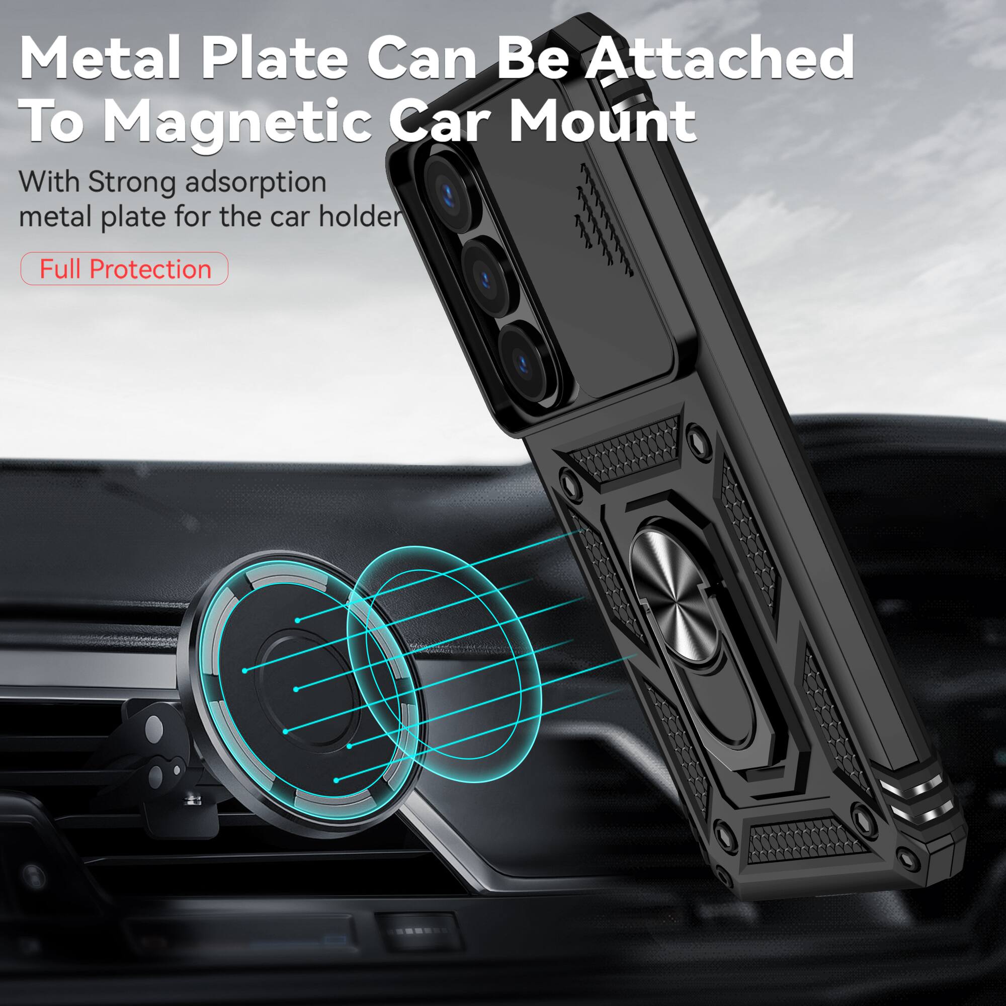 Metal Plate Can Be Attached To Magnetic Car Mount

With Strong adsorption metal plate for the car holder

Full Protection