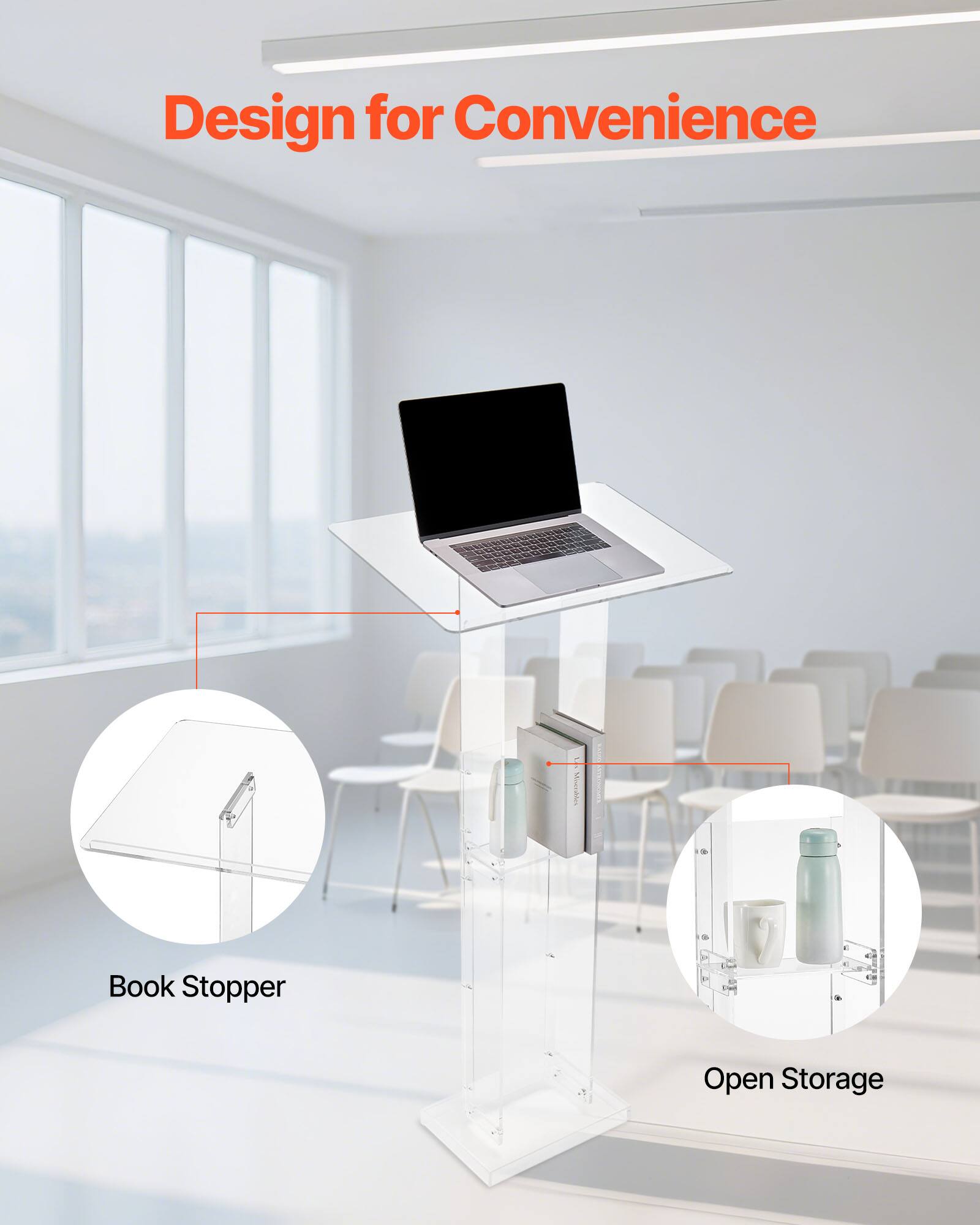 Design for Convenience

- Book Stopper
- Open Storage