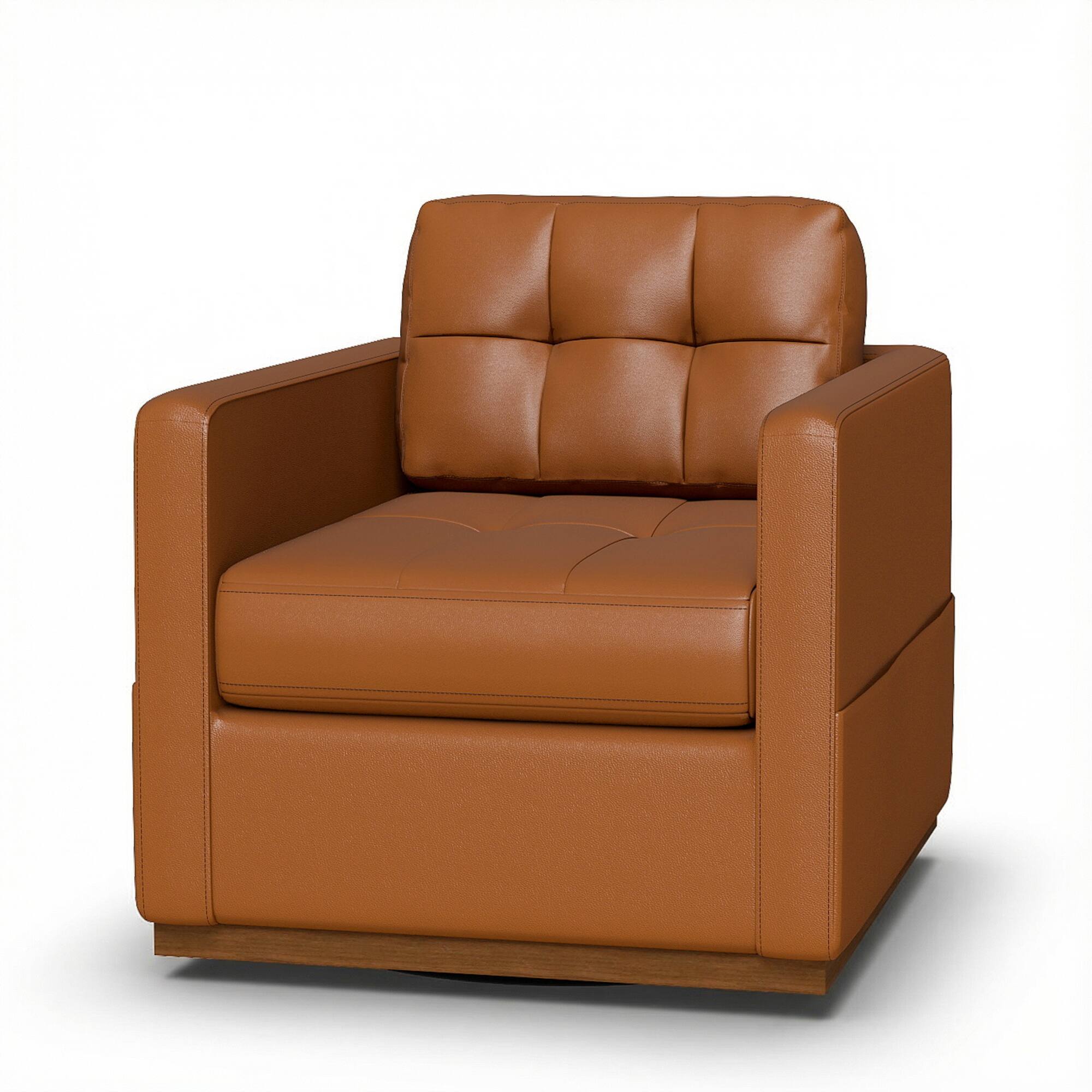 Alt View 5. KERDOM - Upholstered Swivel Armchair For Tall People, Deep Seat, Modern Rotating Accent Chair Single Sofa Chair, Thicken Cushion - Brown.