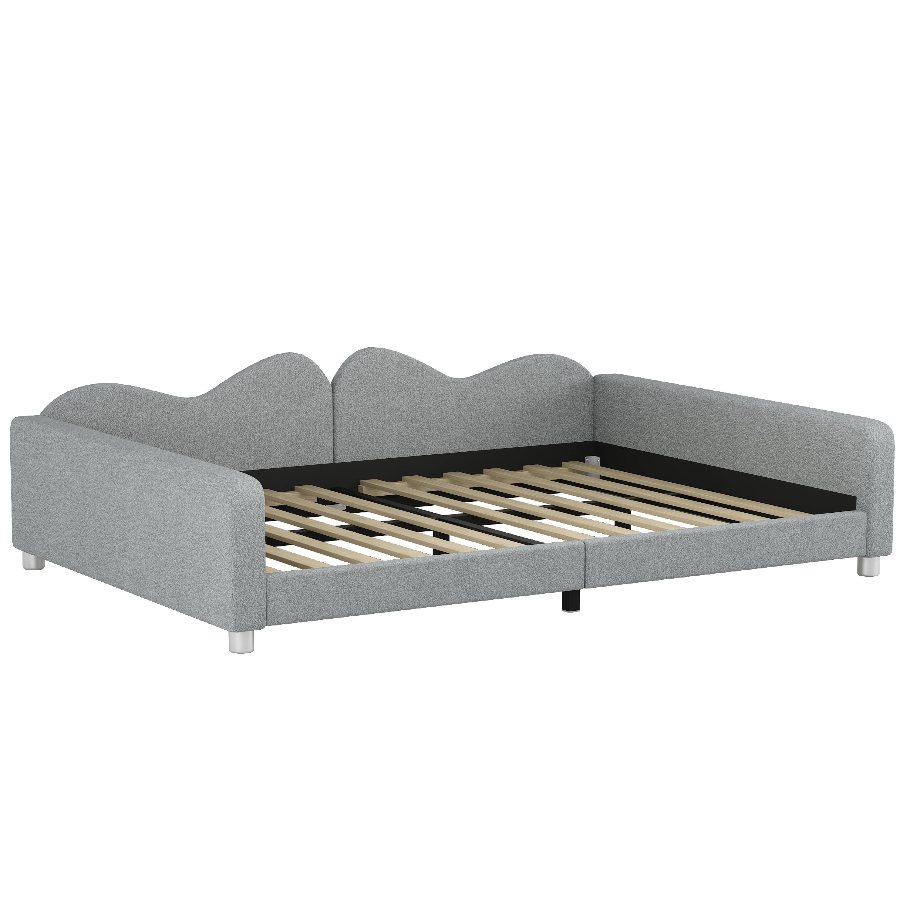 Alt View 1. Tiramisubest - Full size Upholstered Daybed, Sherpa Fabric Sofabed with Cloud-Shaped Backrest, No Box-spring Needed, Gray - Gray.