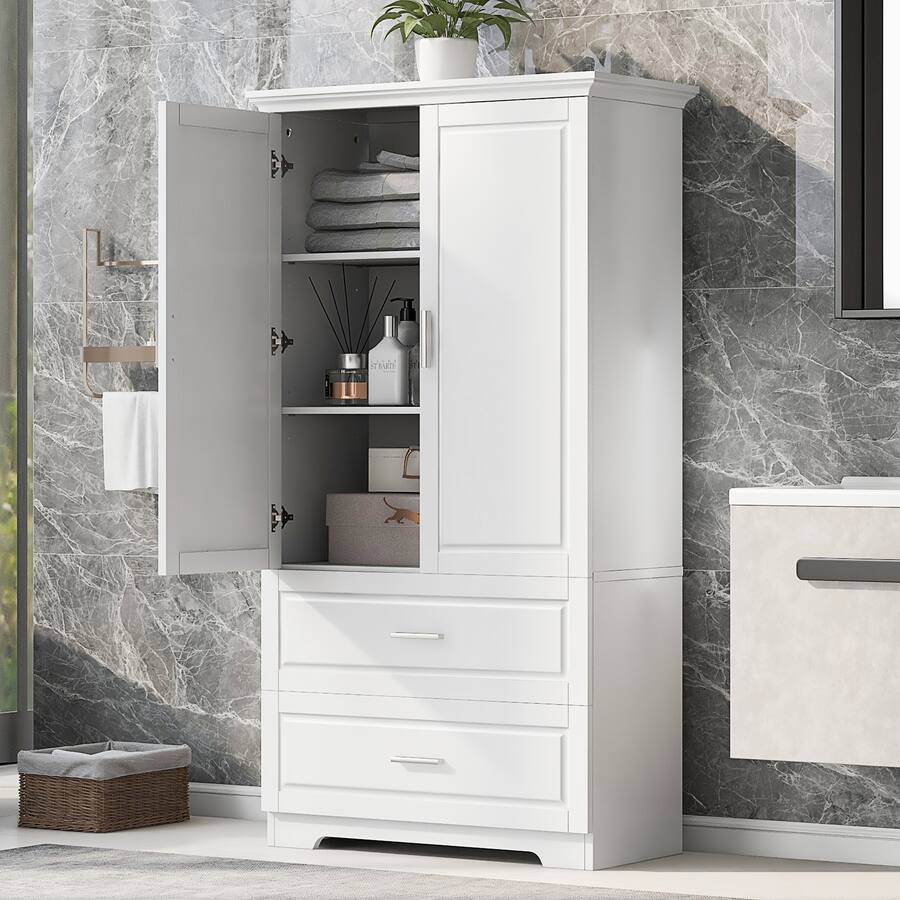 APRILSOUL Multi Purpose Storage Cabinet with Adjustable Shelves White ...