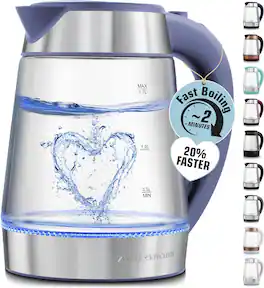 Zulay Kitchen - Fast Boiling Electric Water Kettle - 1.7L, 1500W, Auto Shut-Off for Overboil & Boil Dry Protection - Blue